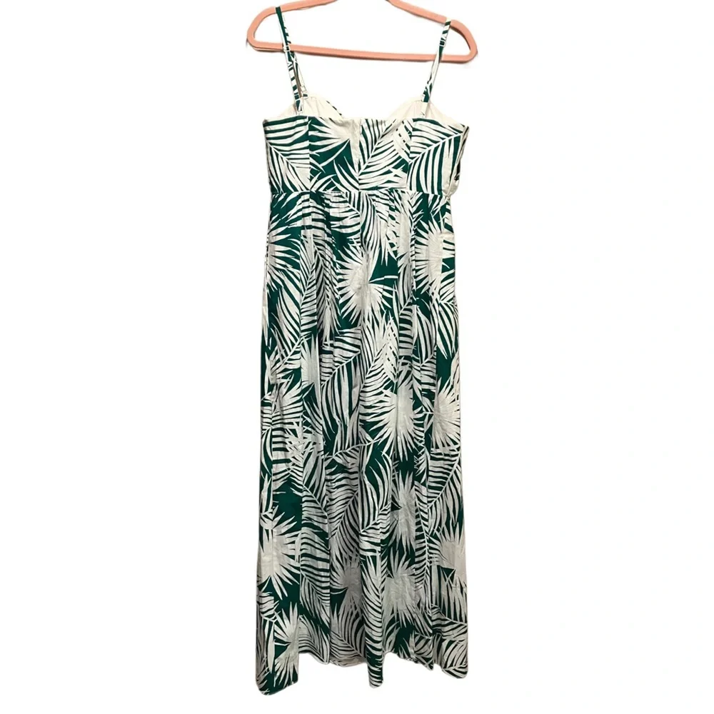 Milly Green and White Leaf Print Dress Size 8 - Picture 4 of 9